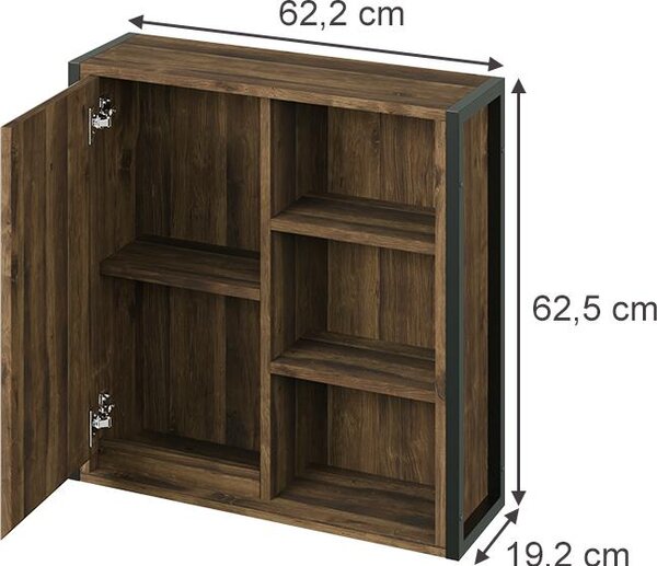 Koupelnová zrcadlová skříňka Vicco Naola Dub/černá 62.2 x 62.5 cm s 1 zrcadlovými dveřmi, Model 56460