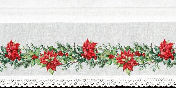 KRÁTKÁ VÁNOČNÍ ZÁCLONA NA PÁSCE XMAS5 150X30 CM VZOROVANÁ