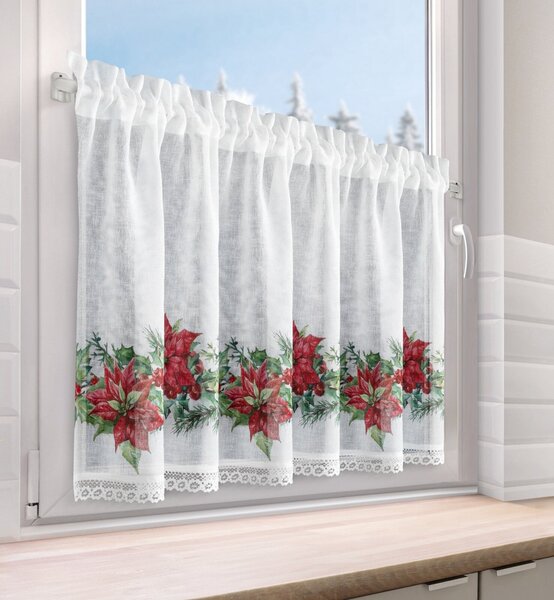 KRÁTKÁ VÁNOČNÍ ZÁCLONA NA PÁSCE XMAS5 150X60 CM VZOROVANÁ