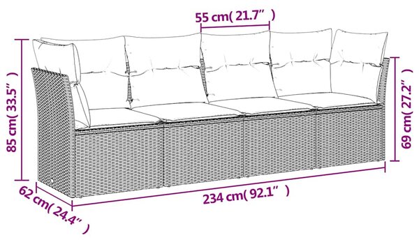 4dílná zahradní sedací souprava s poduškami hnědá polyratan 3217233