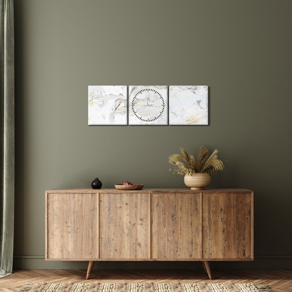 Obraz - Olejový papír s mramorovým designem (s hodinami) (90x30 cm)