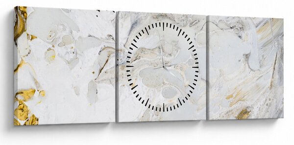 Obraz - Olejový papír s mramorovým designem (s hodinami) (90x30 cm)