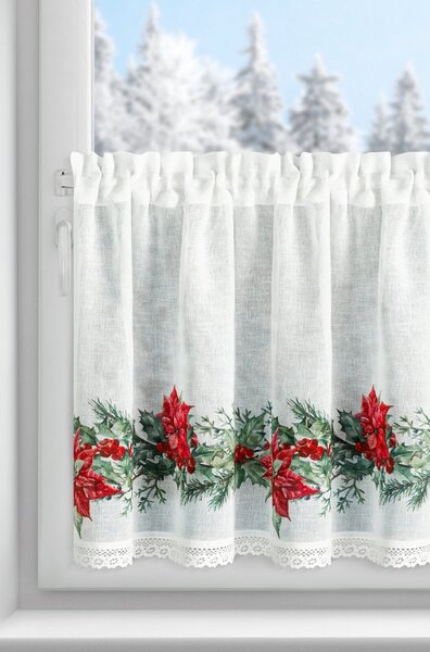 KRÁTKÁ VÁNOČNÍ ZÁCLONA NA PÁSCE XMAS5 150X60 CM VZOROVANÁ