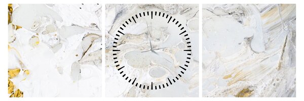 Obraz - Olejový papír s mramorovým designem (s hodinami) (90x30 cm)