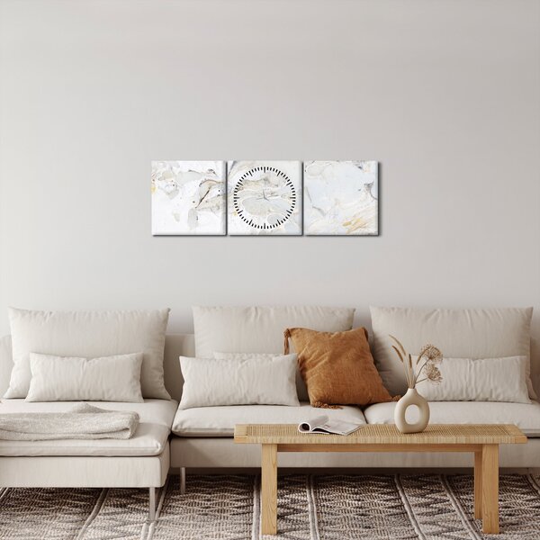 Obraz - Olejový papír s mramorovým designem (s hodinami) (90x30 cm)