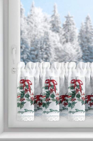 KRÁTKÁ VÁNOČNÍ ZÁCLONA NA PÁSCE XMAS7 150X30 CM VZOROVANÁ