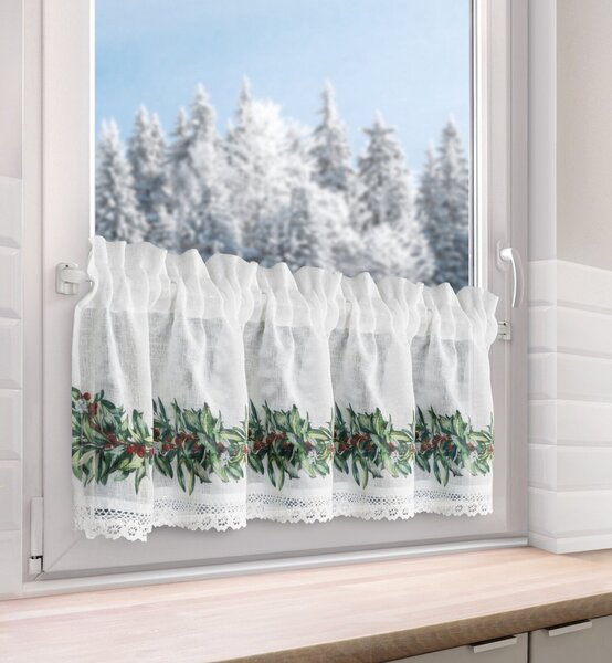 KRÁTKÁ VÁNOČNÍ ZÁCLONA NA PÁSCE XMAS8 150X30 CM VZOROVANÁ