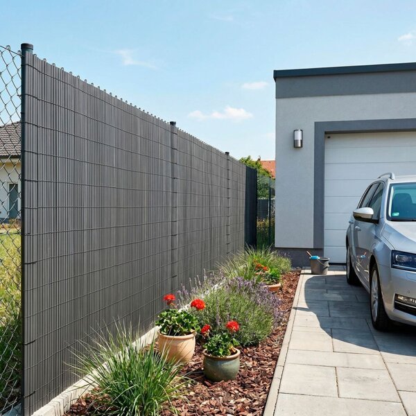 PVC zástěna 1x3 m na balkon plot SPRINGOS GA0244 šedá