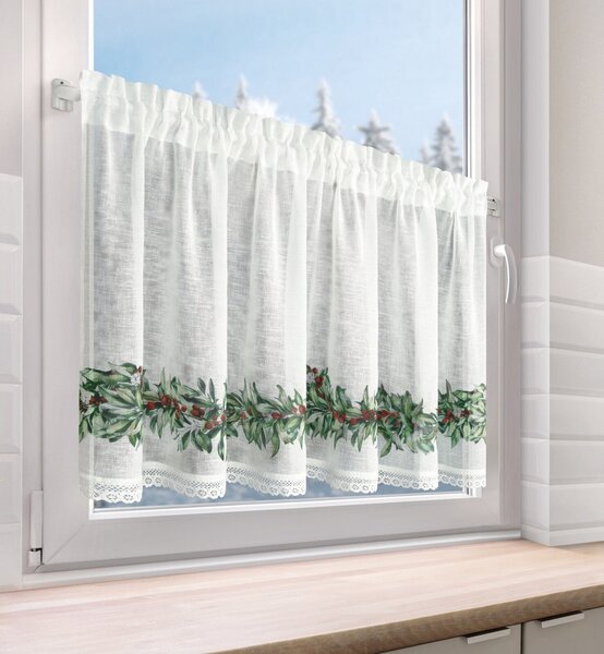KRÁTKÁ VÁNOČNÍ ZÁCLONA NA PÁSCE XMAS8 150X60 CM VZOROVANÁ