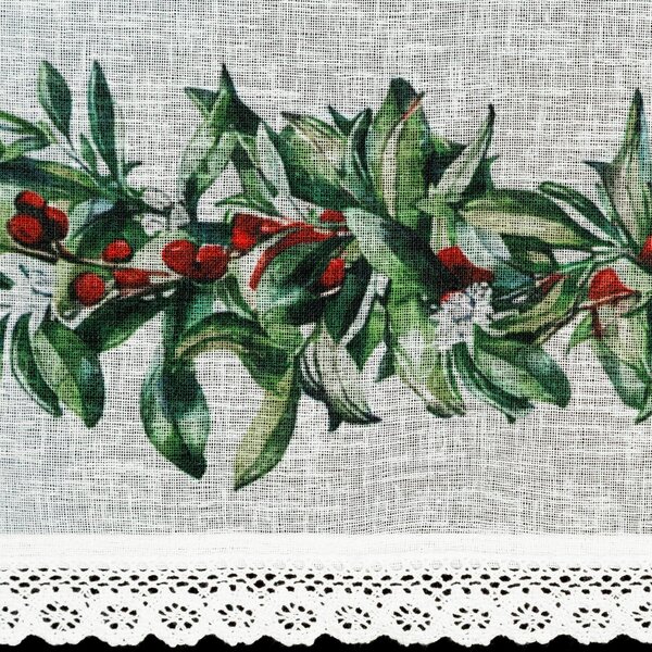 KRÁTKÁ VÁNOČNÍ ZÁCLONA NA PÁSCE XMAS8 150X60 CM VZOROVANÁ