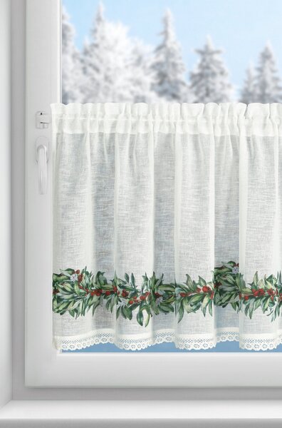 KRÁTKÁ VÁNOČNÍ ZÁCLONA NA PÁSCE XMAS8 150X60 CM VZOROVANÁ