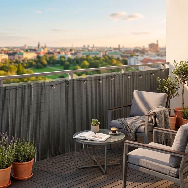 PVC zástěna 1x3 m na balkon plot SPRINGOS GA0244 šedá