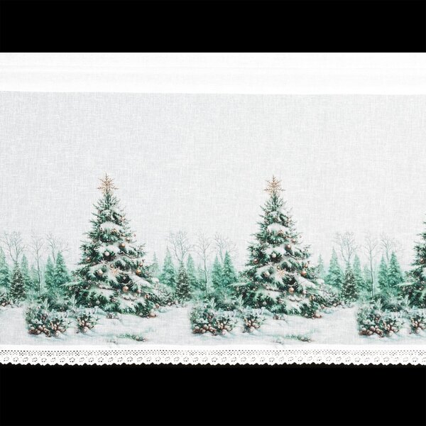 KRÁTKÁ VÁNOČNÍ ZÁCLONA NA PÁSCE XMAS9 150X60 CM VZOROVANÁ
