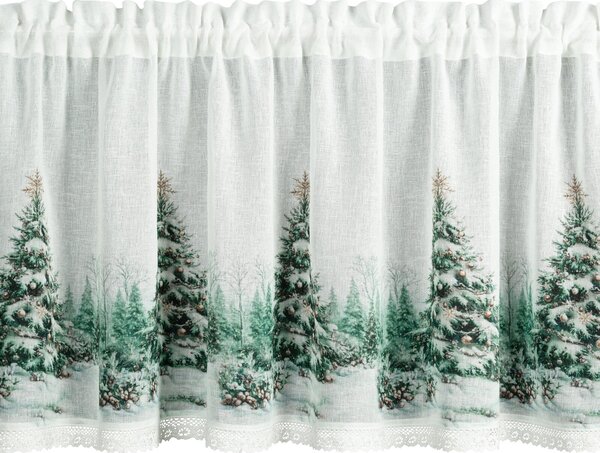KRÁTKÁ VÁNOČNÍ ZÁCLONA NA PÁSCE XMAS9 150X60 CM VZOROVANÁ