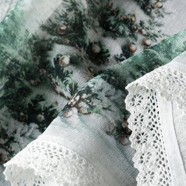 KRÁTKÁ VÁNOČNÍ ZÁCLONA NA PÁSCE XMAS9 150X60 CM VZOROVANÁ