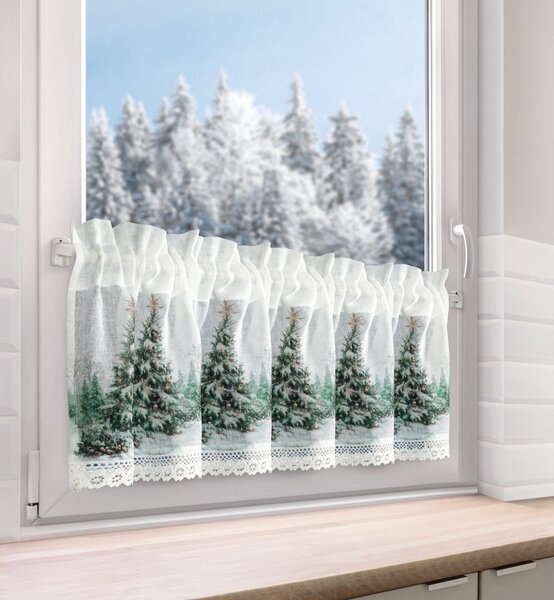 KRÁTKÁ VÁNOČNÍ ZÁCLONA NA PÁSCE XMAS9 150X30 CM VZOROVANÁ