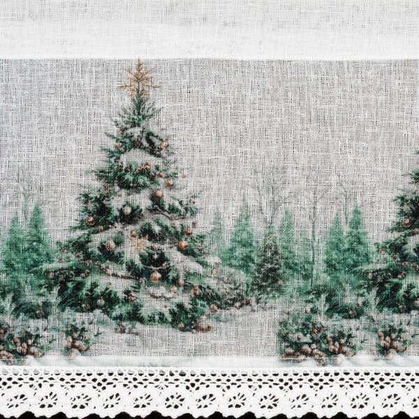 KRÁTKÁ VÁNOČNÍ ZÁCLONA NA PÁSCE XMAS9 150X30 CM VZOROVANÁ