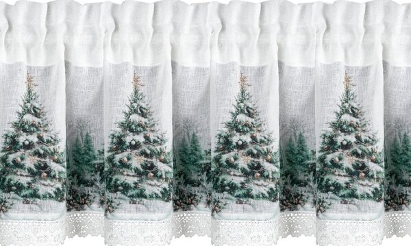 KRÁTKÁ VÁNOČNÍ ZÁCLONA NA PÁSCE XMAS9 150X30 CM VZOROVANÁ