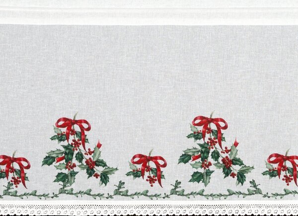 KRÁTKÁ VÁNOČNÍ ZÁCLONA NA PÁSCE XMAS7 150X60 CM VZOROVANÁ