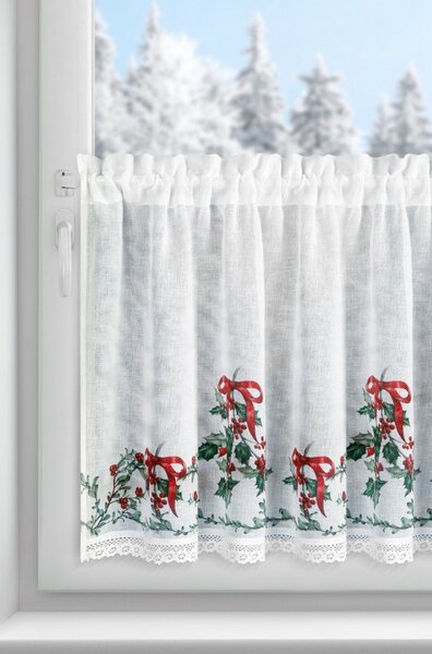 KRÁTKÁ VÁNOČNÍ ZÁCLONA NA PÁSCE XMAS7 150X60 CM VZOROVANÁ