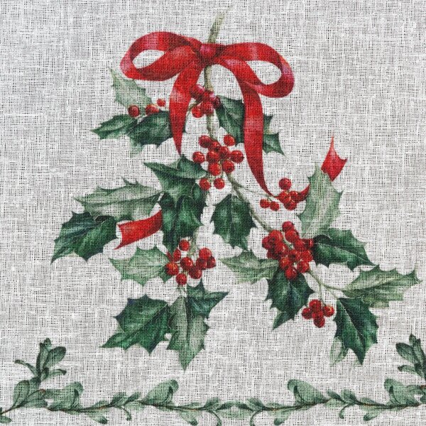KRÁTKÁ VÁNOČNÍ ZÁCLONA NA PÁSCE XMAS7 150X60 CM VZOROVANÁ