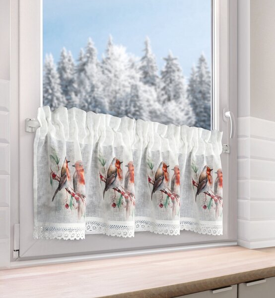 KRÁTKÁ VÁNOČNÍ ZÁCLONA NA PÁSCE XMAS10 150X30 CM VZOROVANÁ