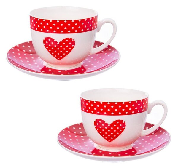 Porcelánový šálek s podšálkem TEČKA 280 ml 2 ks