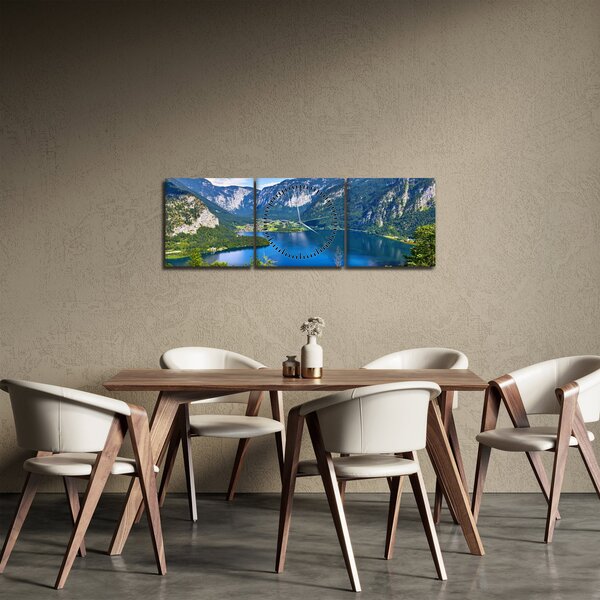 Obraz - Halštatské jezero, Hallstatt, Rakousko (s hodinami) (90x30 cm)