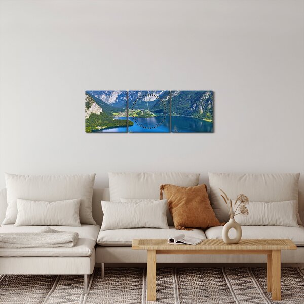 Obraz - Halštatské jezero, Hallstatt, Rakousko (s hodinami) (90x30 cm)