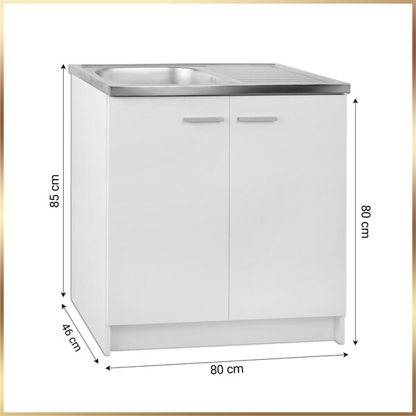 Stamar | Kuchyňská linka s dřezem, bílá, 80 cm, s příslušenstvím