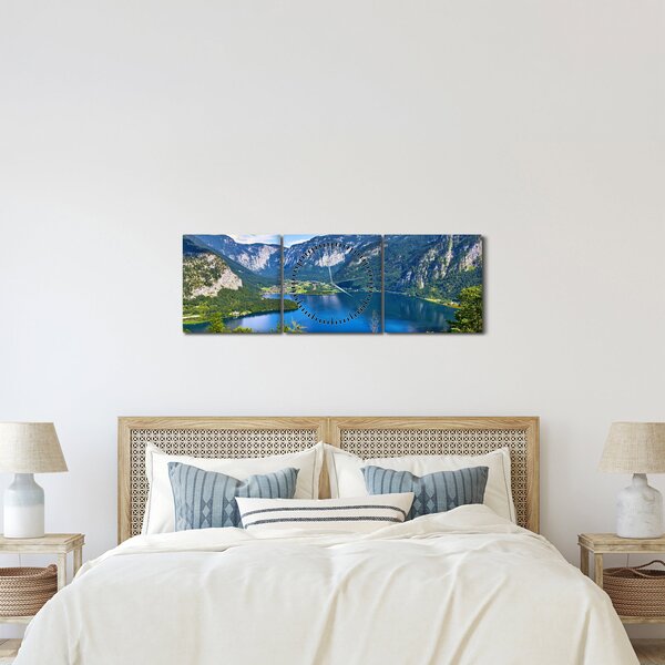 Obraz - Halštatské jezero, Hallstatt, Rakousko (s hodinami) (90x30 cm)