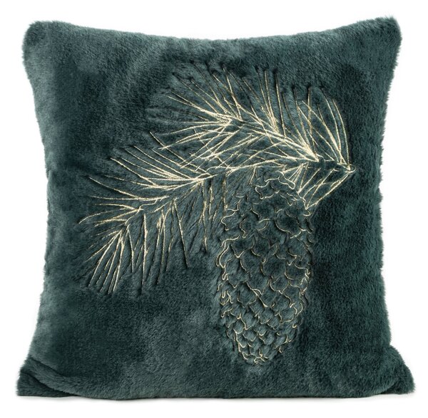 CHLUPATÝ VÁNOČNÍ DEKORAČNÍ POVLAK NA POLŠTÁŘ PINE 45X45 CM TMAVĚ ZELENÝ