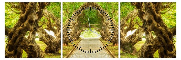 Obraz - Živý tunel z plumérií (s hodinami) (90x30 cm)