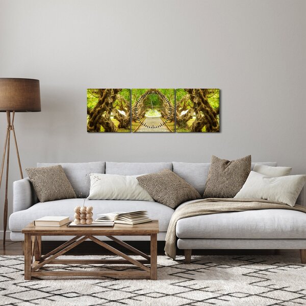 Obraz - Živý tunel z plumérií (s hodinami) (90x30 cm)