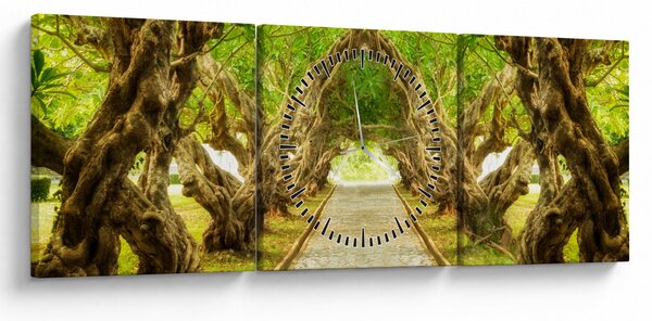 Obraz - Živý tunel z plumérií (s hodinami) (90x30 cm)
