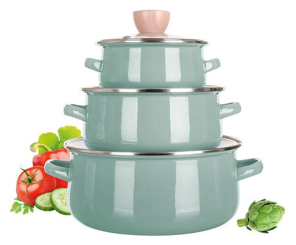 Sada smaltovaných hrnců NATURAL OLIVE Banquet, 6 dílů