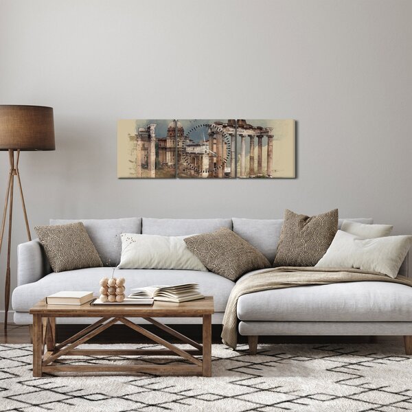 Obraz - Forum Romanum, Řím, Itálie (s hodinami) (90x30 cm)