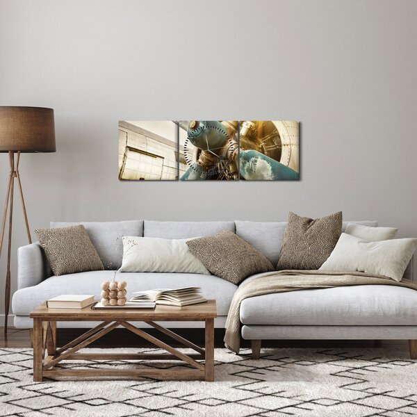 Obraz - Vrtule starého letadla (s hodinami) (90x30 cm)