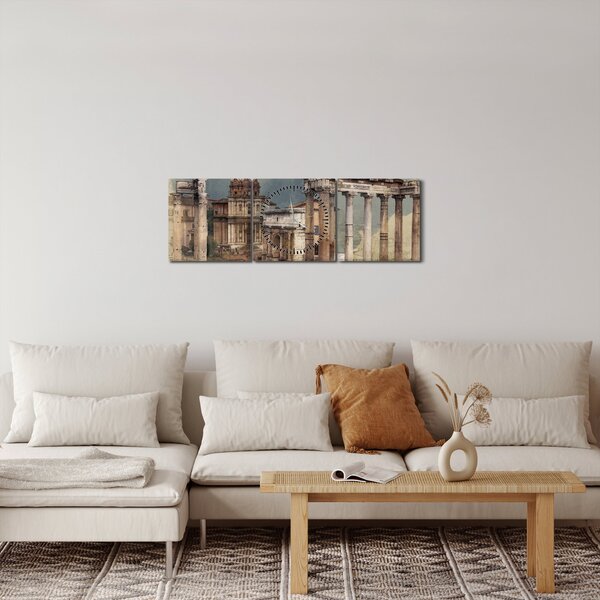 Obraz - Forum Romanum, Řím, Itálie (s hodinami) (90x30 cm)