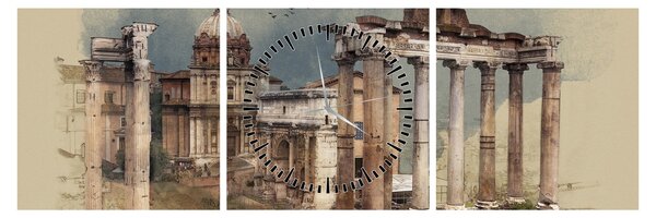 Obraz - Forum Romanum, Řím, Itálie (s hodinami) (90x30 cm)