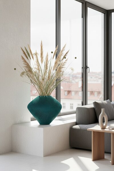 VÁZA TORACE - S jedinečným designem, transformative teal