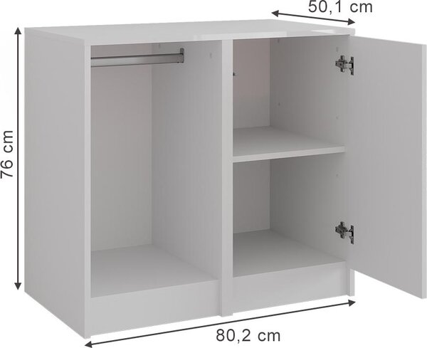 Kredenc Vicco Sherry Bílá/bílý vysoký lesk 80.2 x 76 cm 2 díly, Model 57721