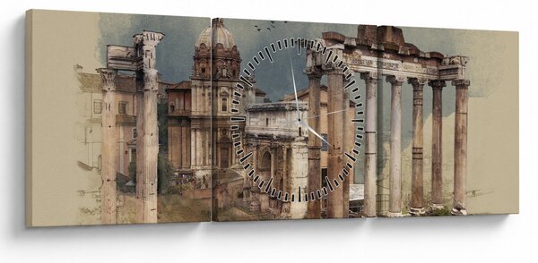 Obraz - Forum Romanum, Řím, Itálie (s hodinami) (90x30 cm)