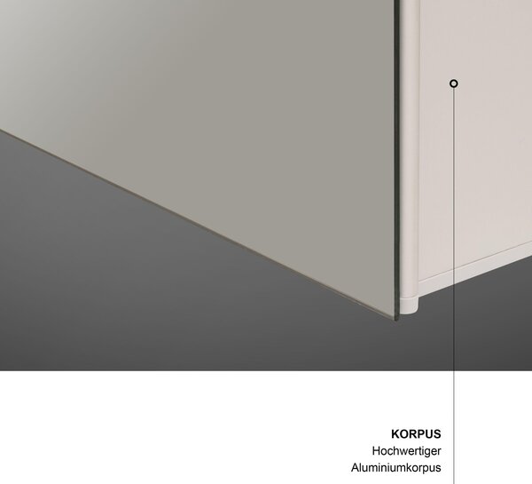 Koupelnová skříňka se zrcadlem a osvětlením TALOS Mirage 50x60 cm - vhodná do vlhkých prostor díky kvalitnímu hliníkovému korpusu - koupelnová zrcadlová skříňka