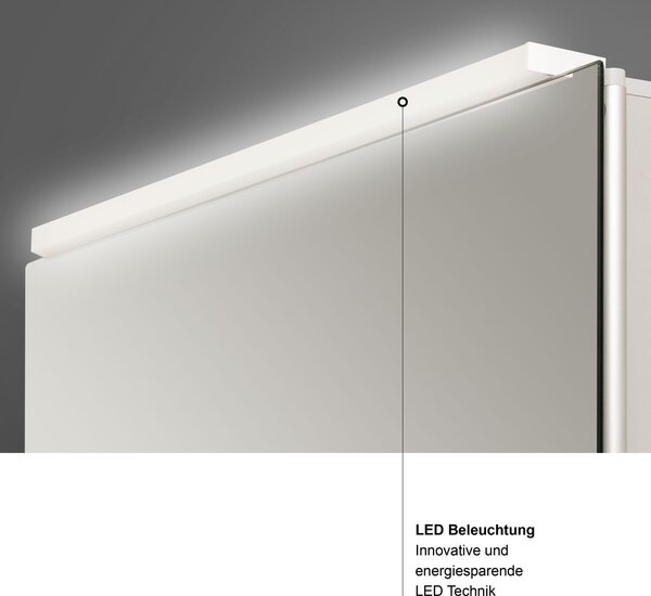 Koupelnová skříňka se zrcadlem a osvětlením TALOS Mirage 50x60 cm - vhodná do vlhkých prostor díky kvalitnímu hliníkovému korpusu - koupelnová zrcadlová skříňka