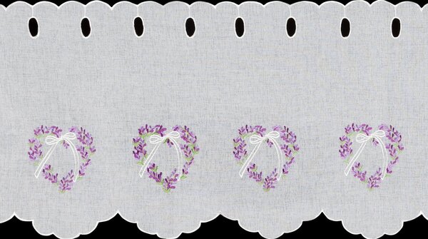 KRÁTKÁ ZÁCLONA NA POUTKÁCH LAVENDER 145X40 CM KVĚTY