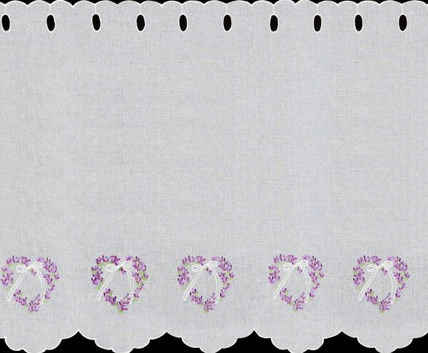 KRÁTKÁ ZÁCLONA NA POUTKÁCH LAVENDER 145X70 CM KVĚTY