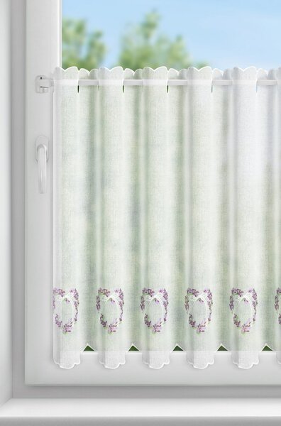KRÁTKÁ ZÁCLONA NA POUTKÁCH LAVENDER 145X70 CM KVĚTY