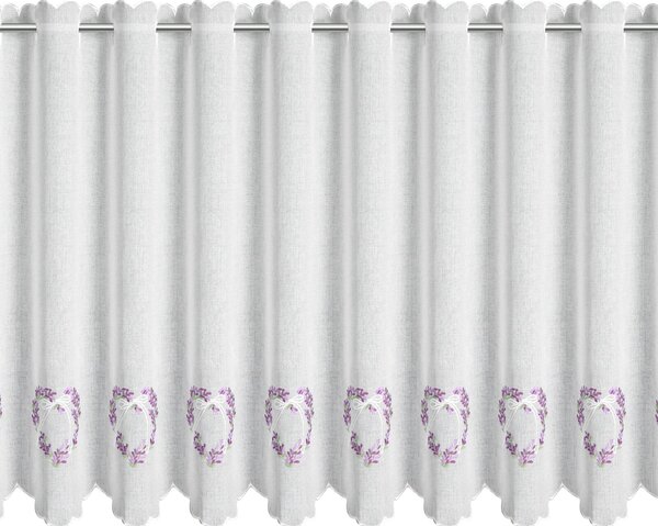 KRÁTKÁ ZÁCLONA NA POUTKÁCH LAVENDER 145X70 CM KVĚTY