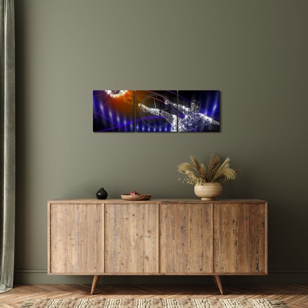 Obraz fotbalisty ve skoku (s hodinami) (90x30 cm)